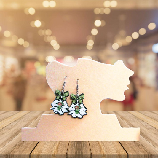 Ghost with Bow Shaped Sublimated Earrings 1.5 inch