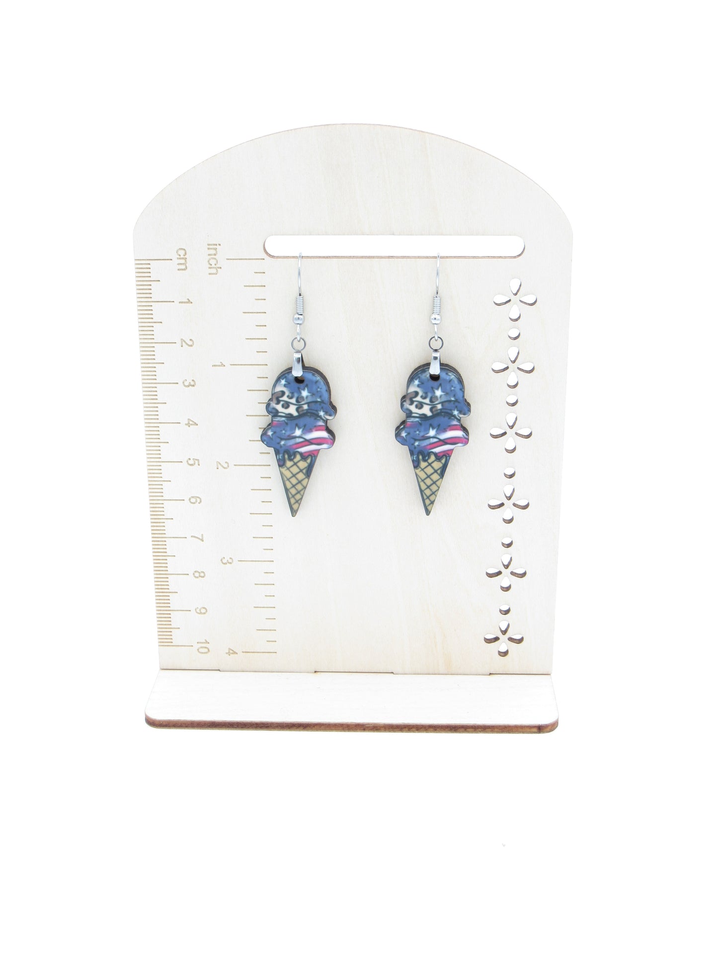 Handcrafted Ice Cream Cone Earrings – Sublimated MDF Pendants with Stainless Steel Wires