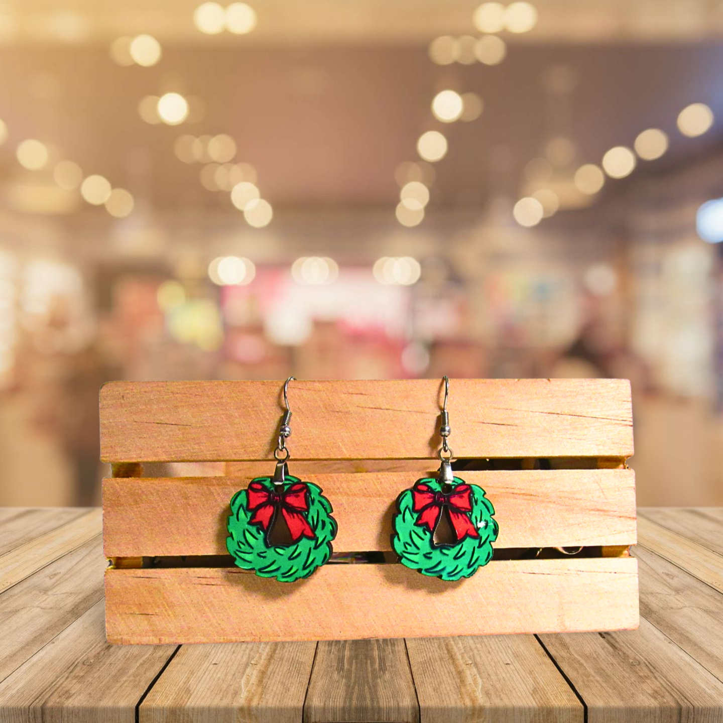 Bow Wreath Shaped Sublimated Earrings