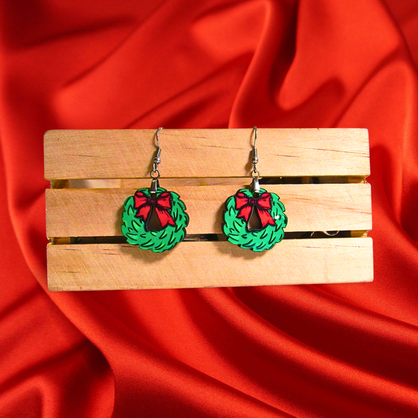 Bow Wreath Shaped Sublimated Earrings