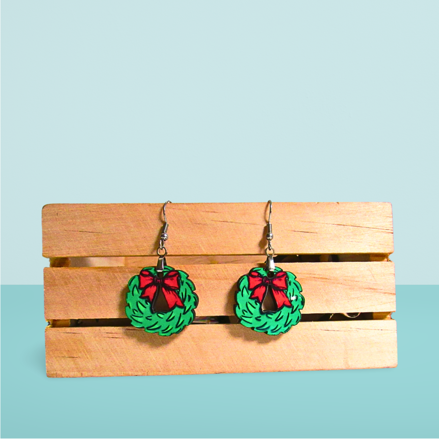 Bow Wreath Shaped Sublimated Earrings