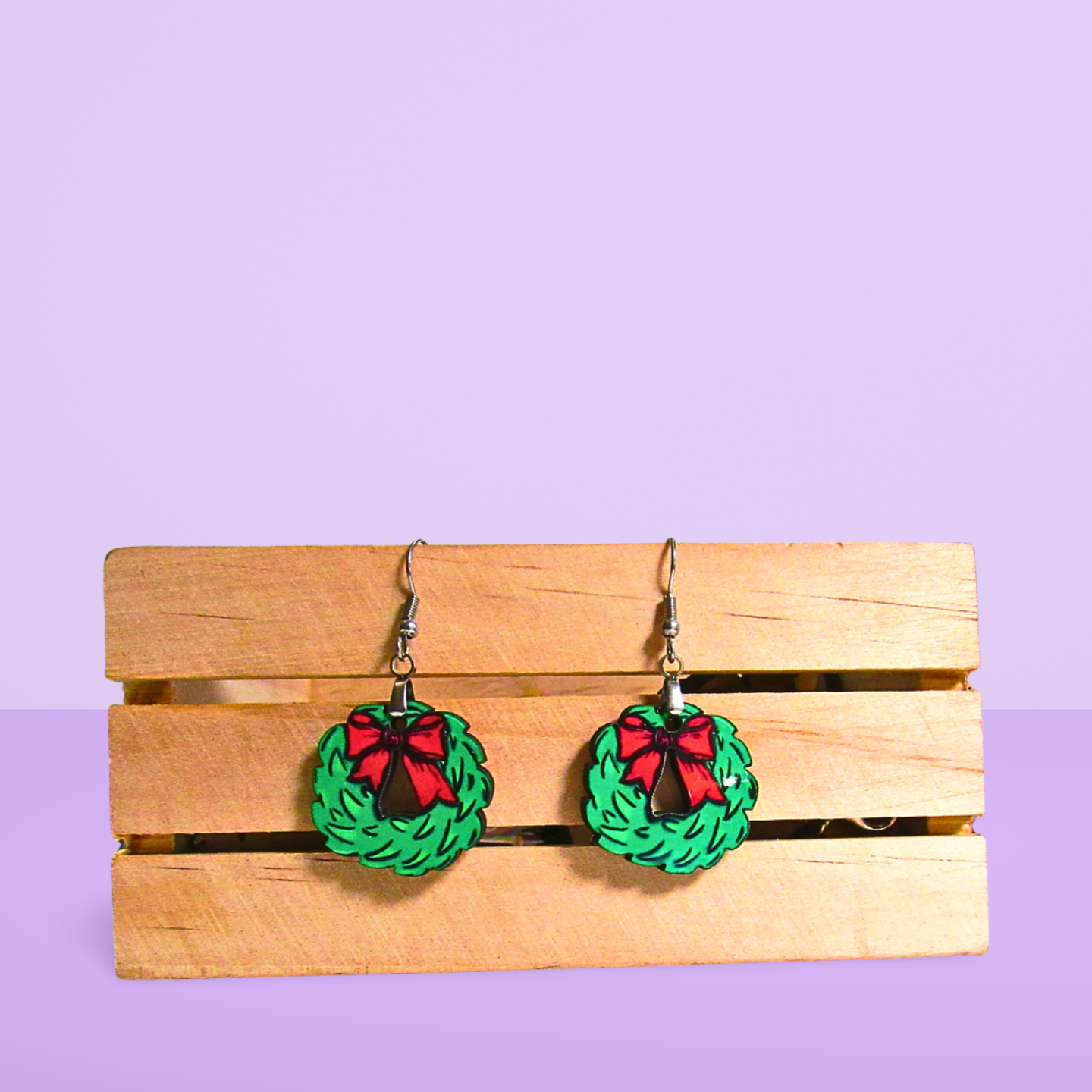 Bow Wreath Shaped Sublimated Earrings