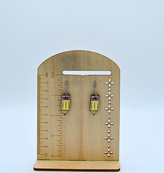 MDF-Pencil Shaped Sublimated Earring 1 inch