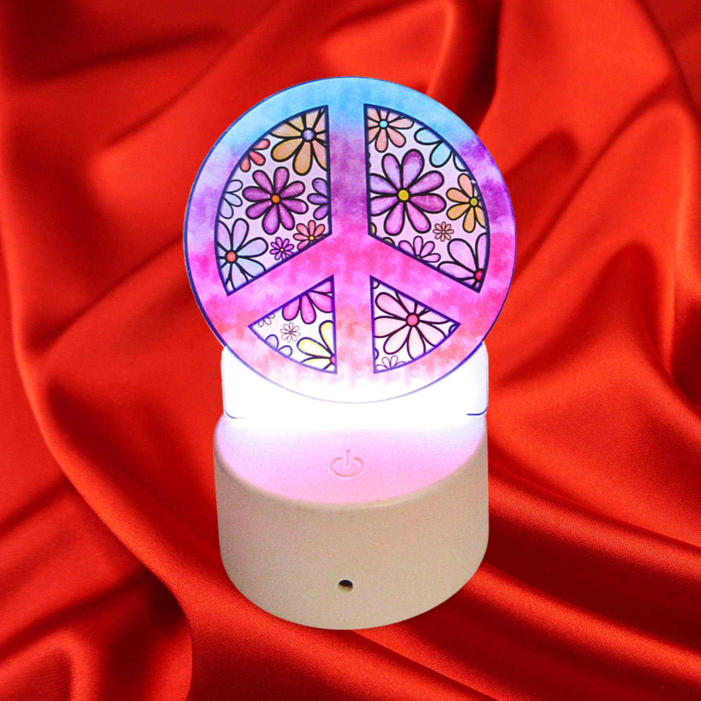 Peace Sign Themed Round Shaped Sublimated Acrylic Light Base