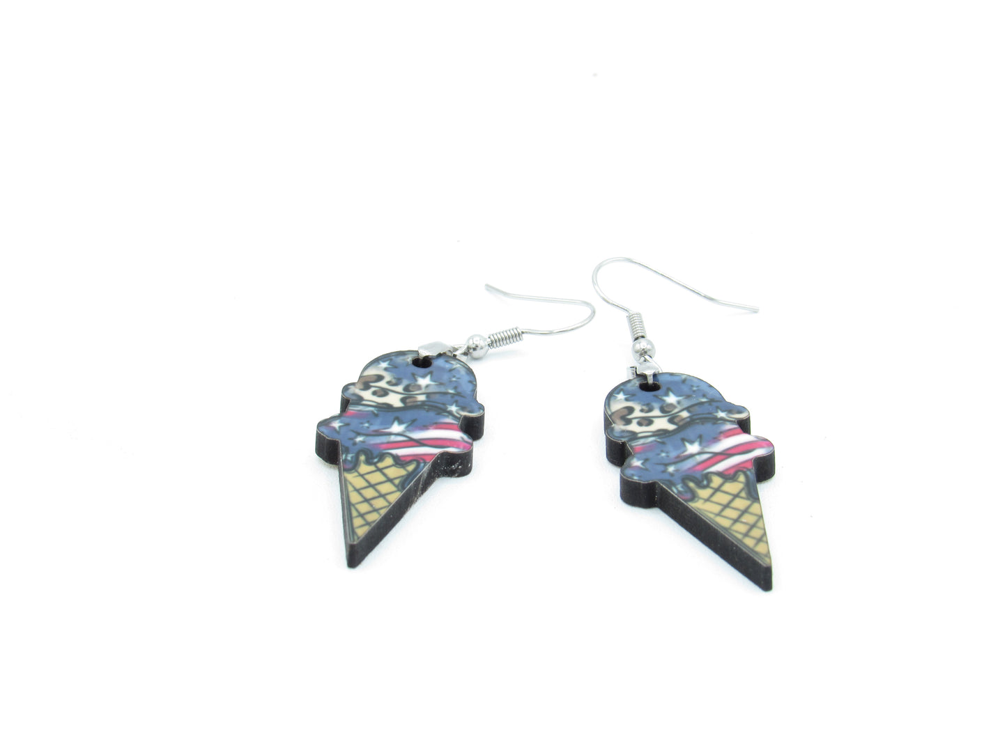 Handcrafted Ice Cream Cone Earrings – Sublimated MDF Pendants with Stainless Steel Wires