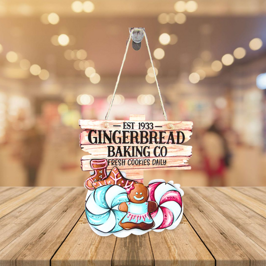 Gingerbread Sign Sublimated Door Hanger