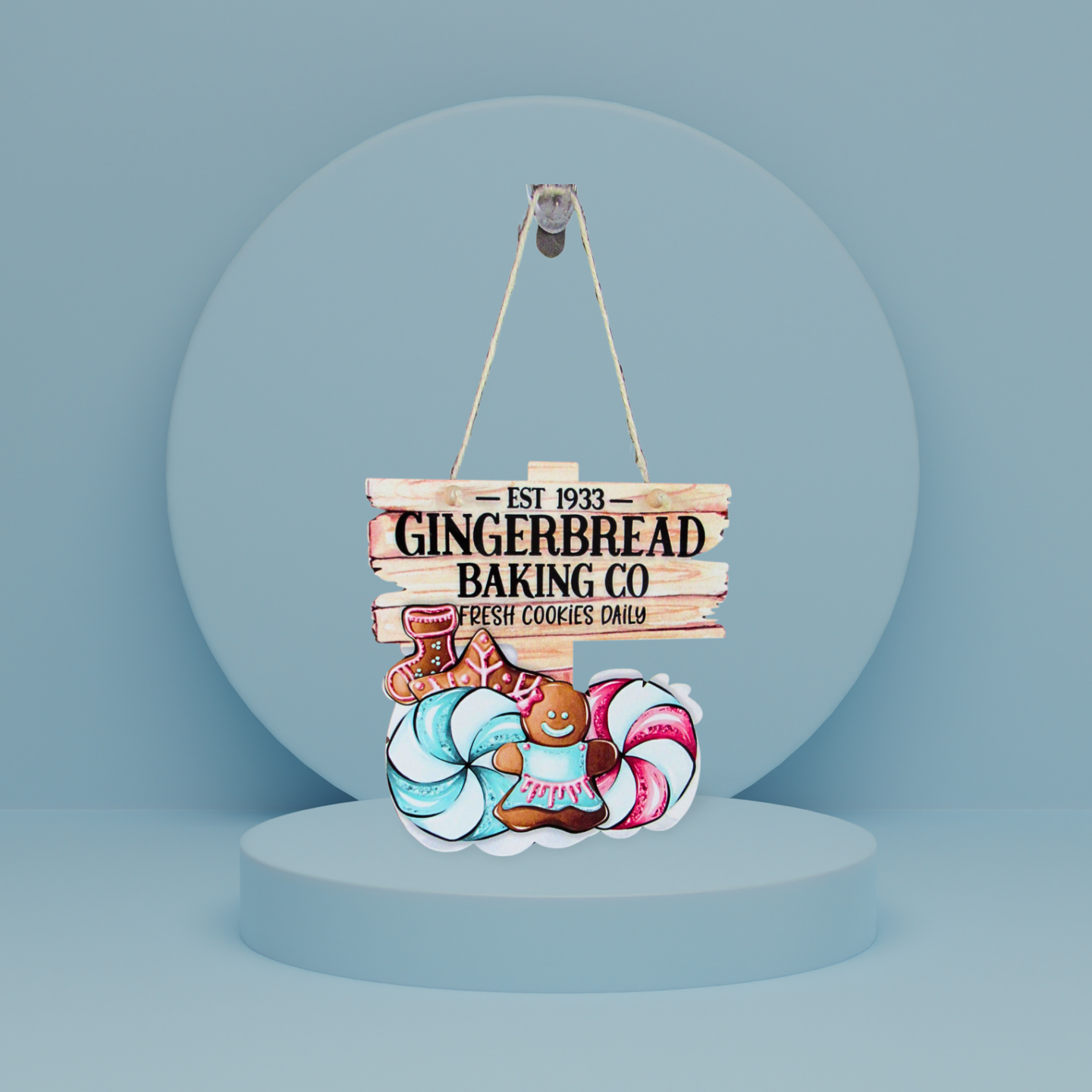 Gingerbread Sign Sublimated Door Hanger