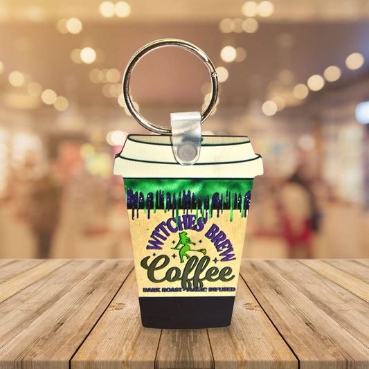 Coffee Cup Shaped Sublimated Keychain