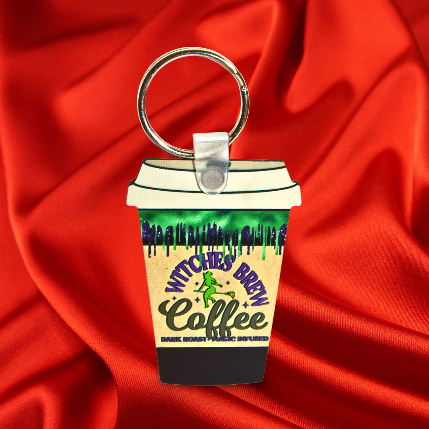 Coffee Cup Shaped Sublimated Keychain
