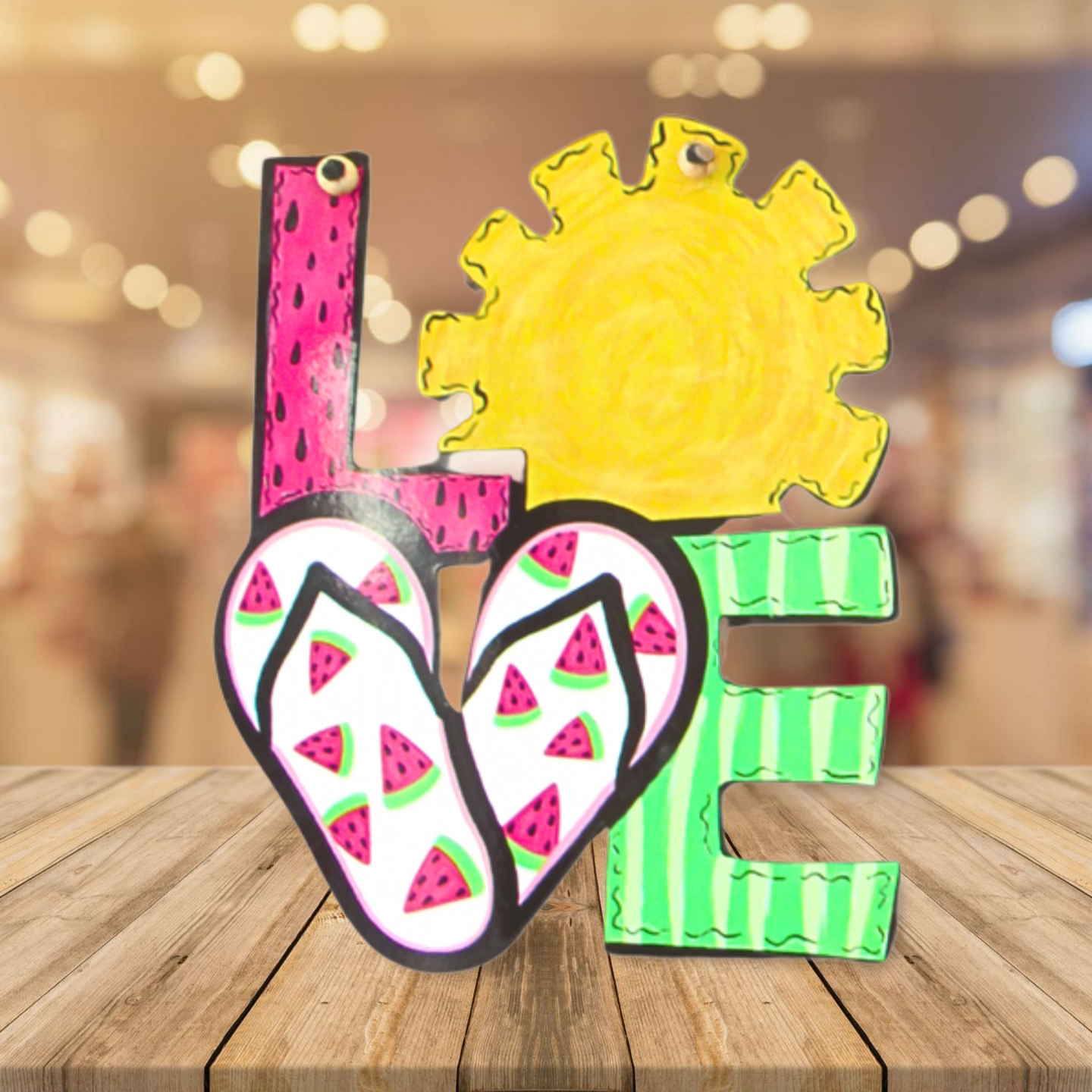 LOVE Shaped Summer Themed Sublimated Door Hanger