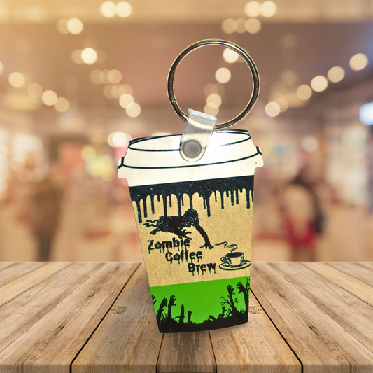 Coffee Cup Shaped Sublimated Keychain