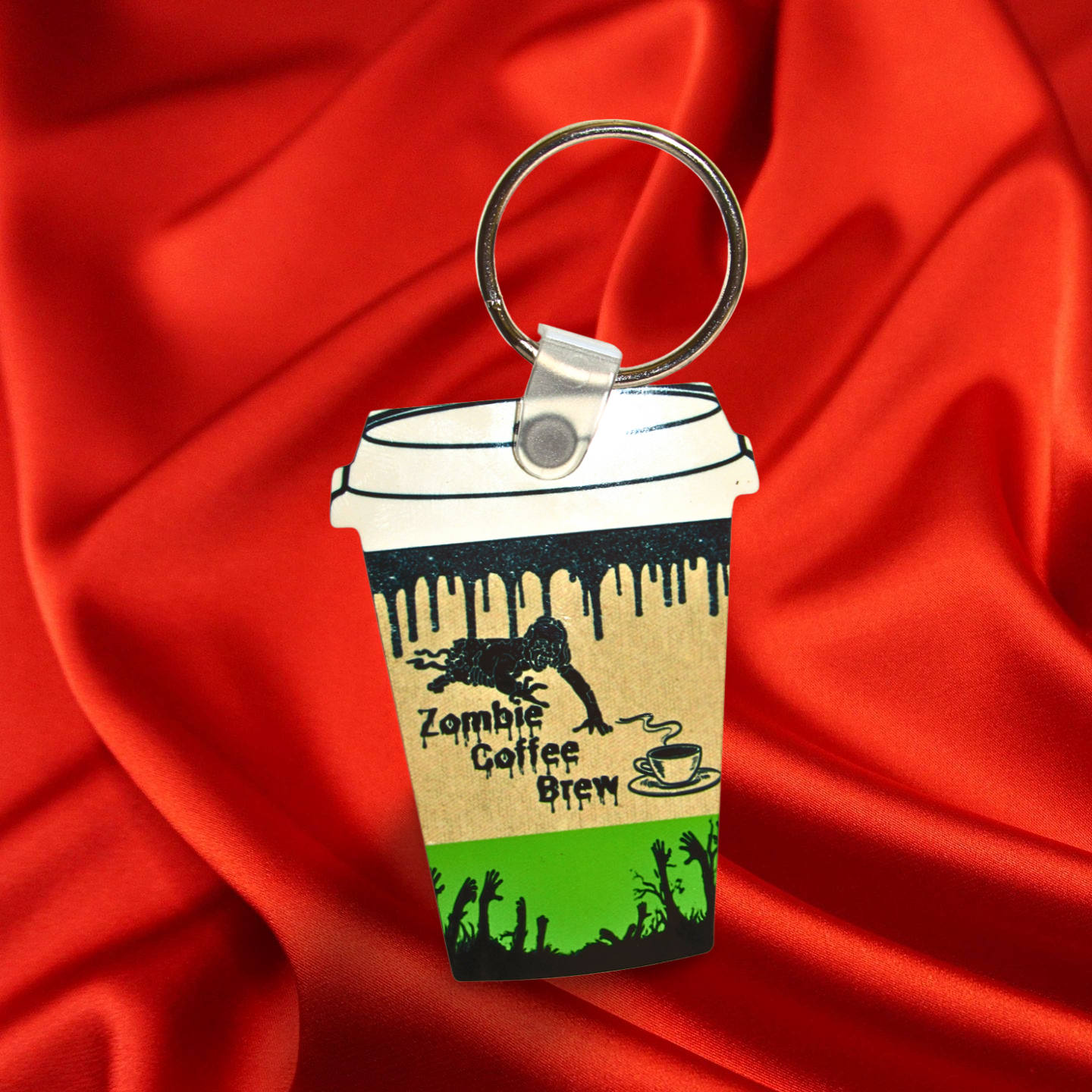 Coffee Cup Shaped Sublimated Keychain