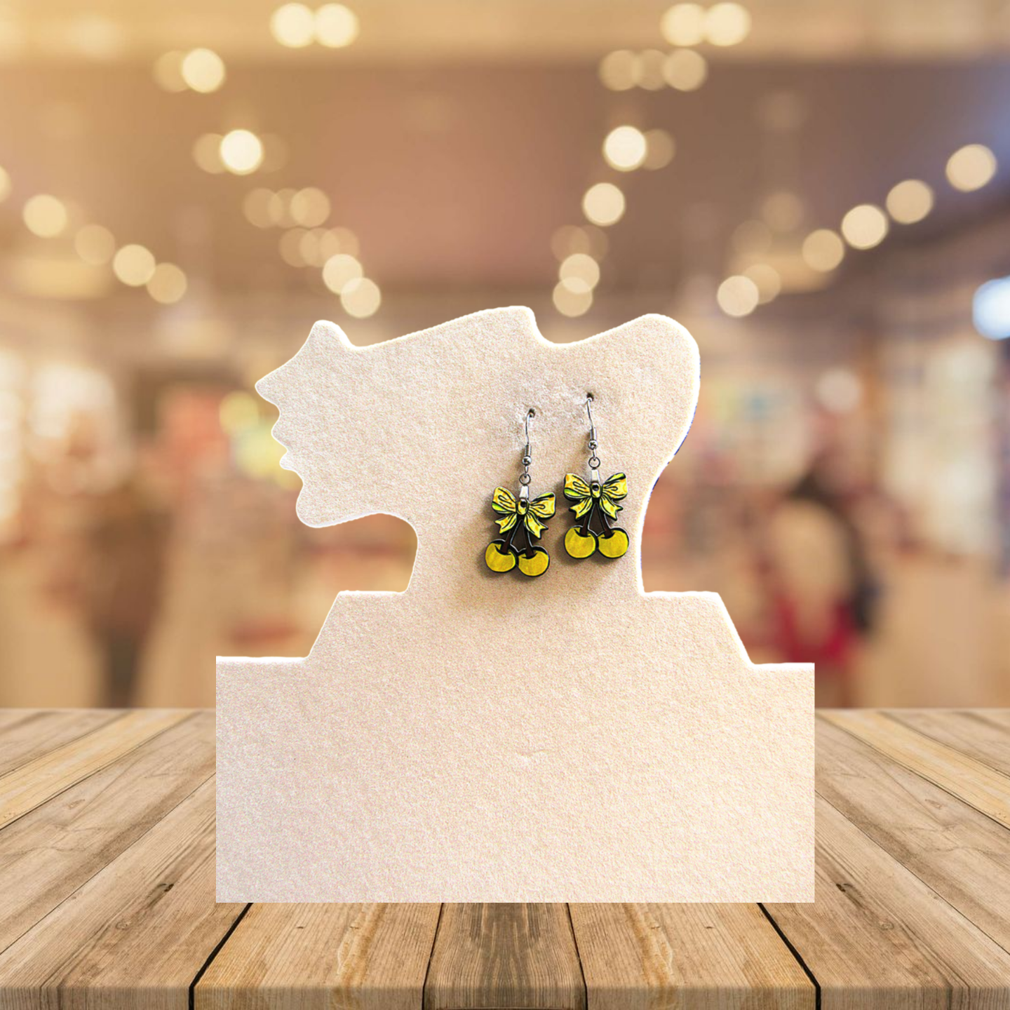 Cherries with Bow Shaped Sublimated Earrings 1 inch