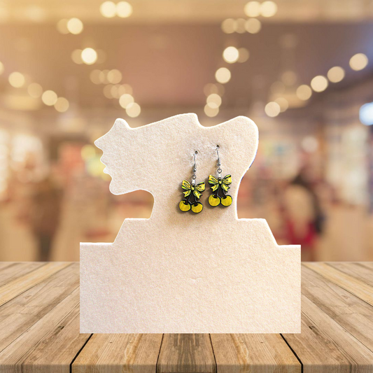 Cherries with Bow Shaped Sublimated Earrings 1 inch