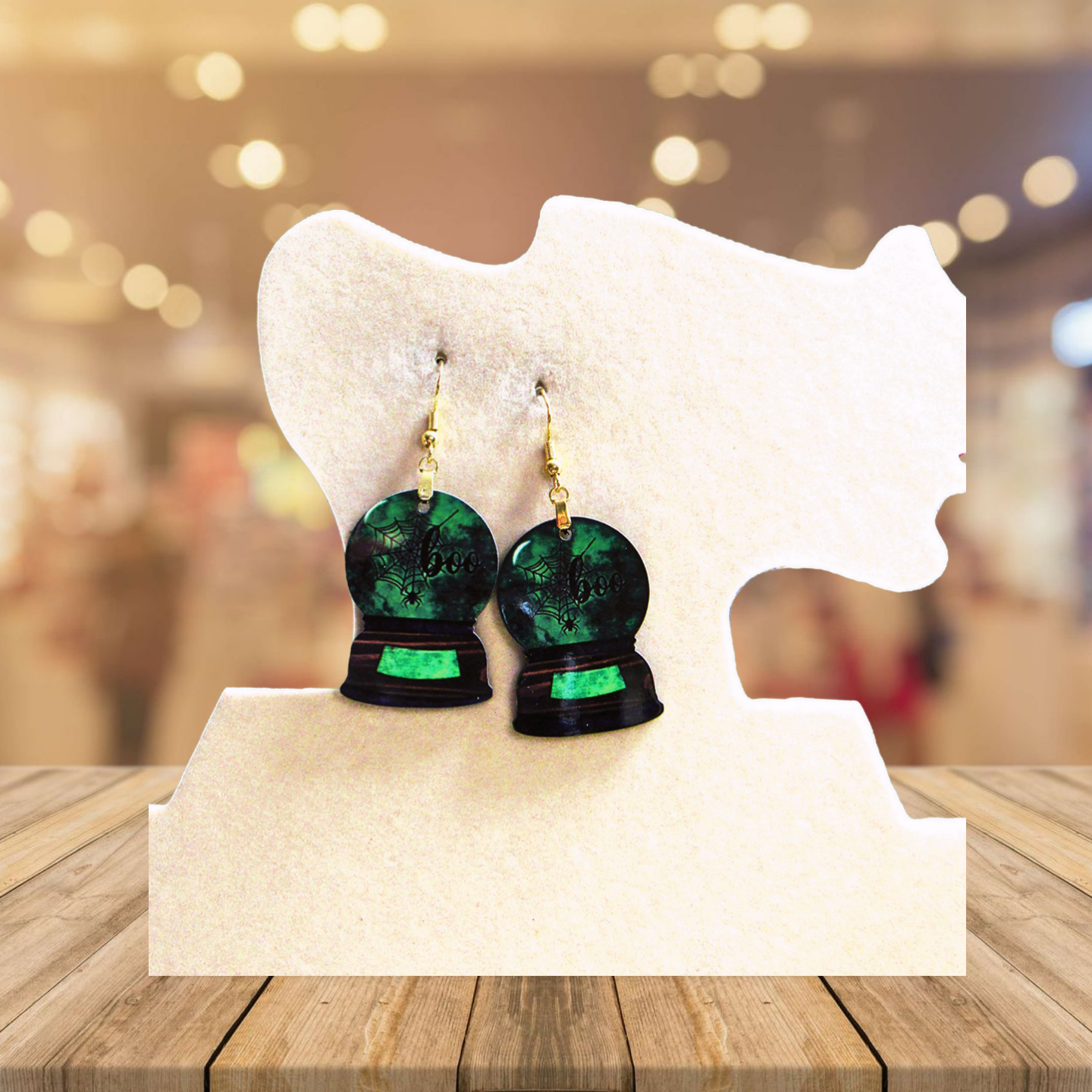 Snow Globe Shaped Sublimated Earrings