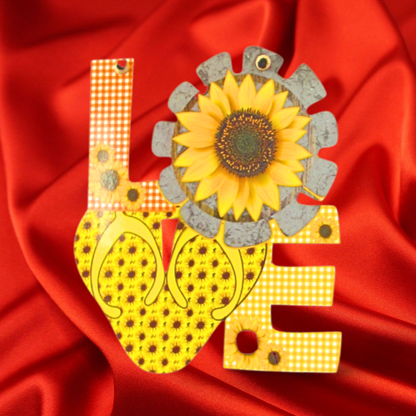 LOVE Shaped Summer Themed Sublimated Door Hanger