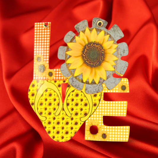 LOVE Shaped Summer Themed Sublimated Door Hanger