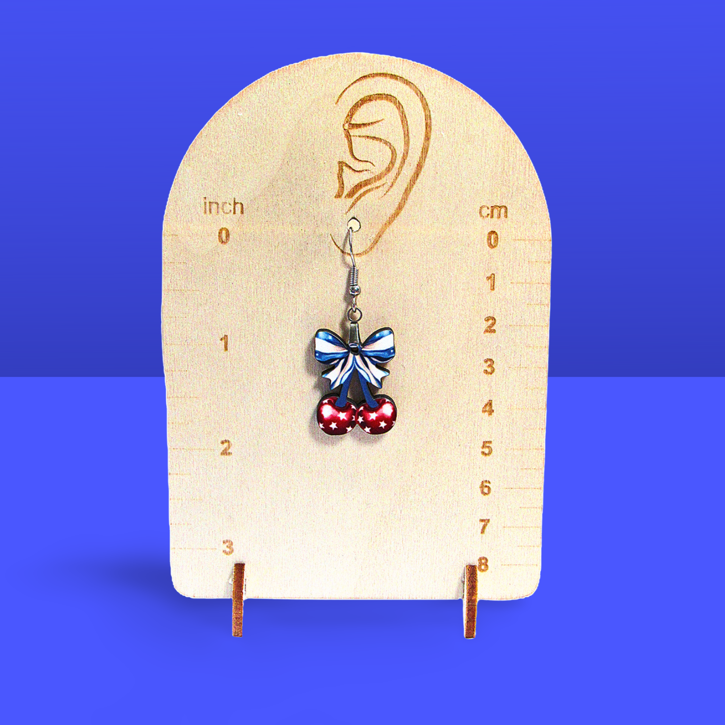 Cherries with Bow Shaped Sublimated Earrings 1 inch