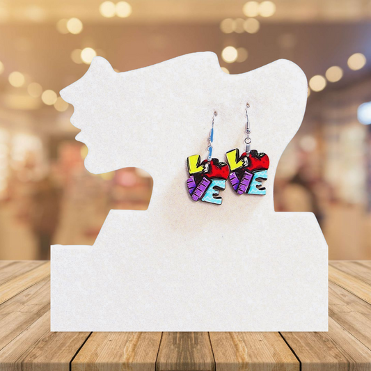 LOVE Shaped Sublimated Earrings 1 inch