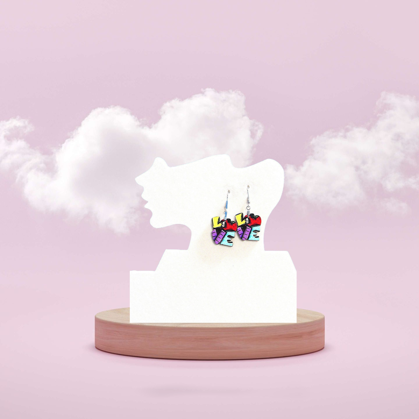 LOVE Shaped Sublimated Earrings 1 inch