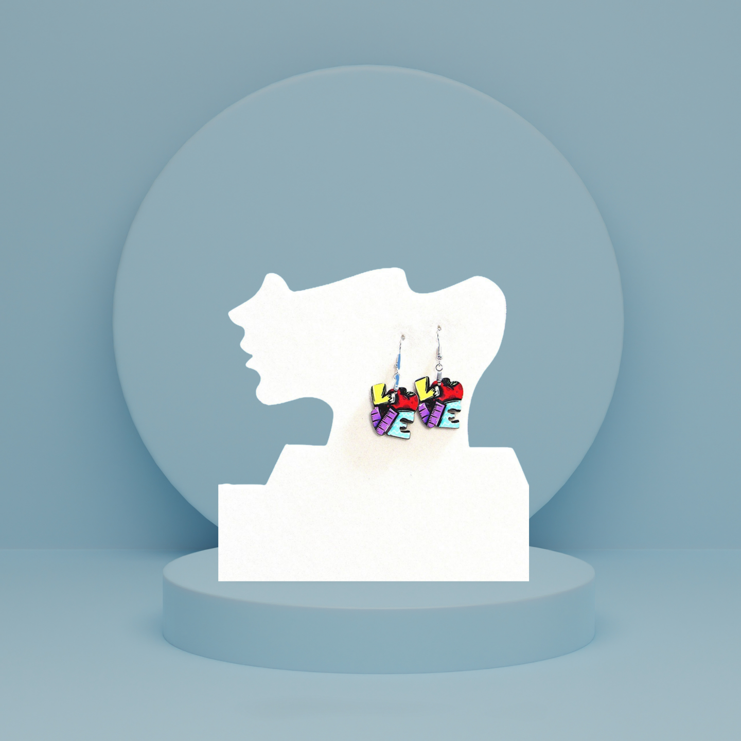 LOVE Shaped Sublimated Earrings 1 inch