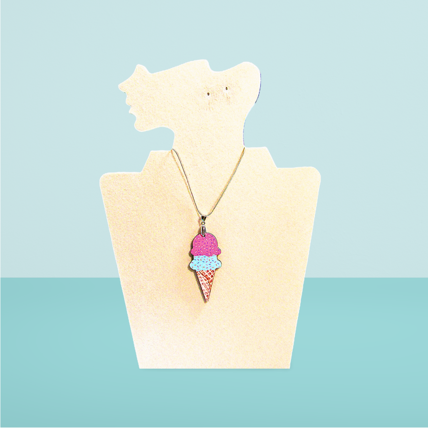 Ice Cream Cone Shaped Sublimated Necklace