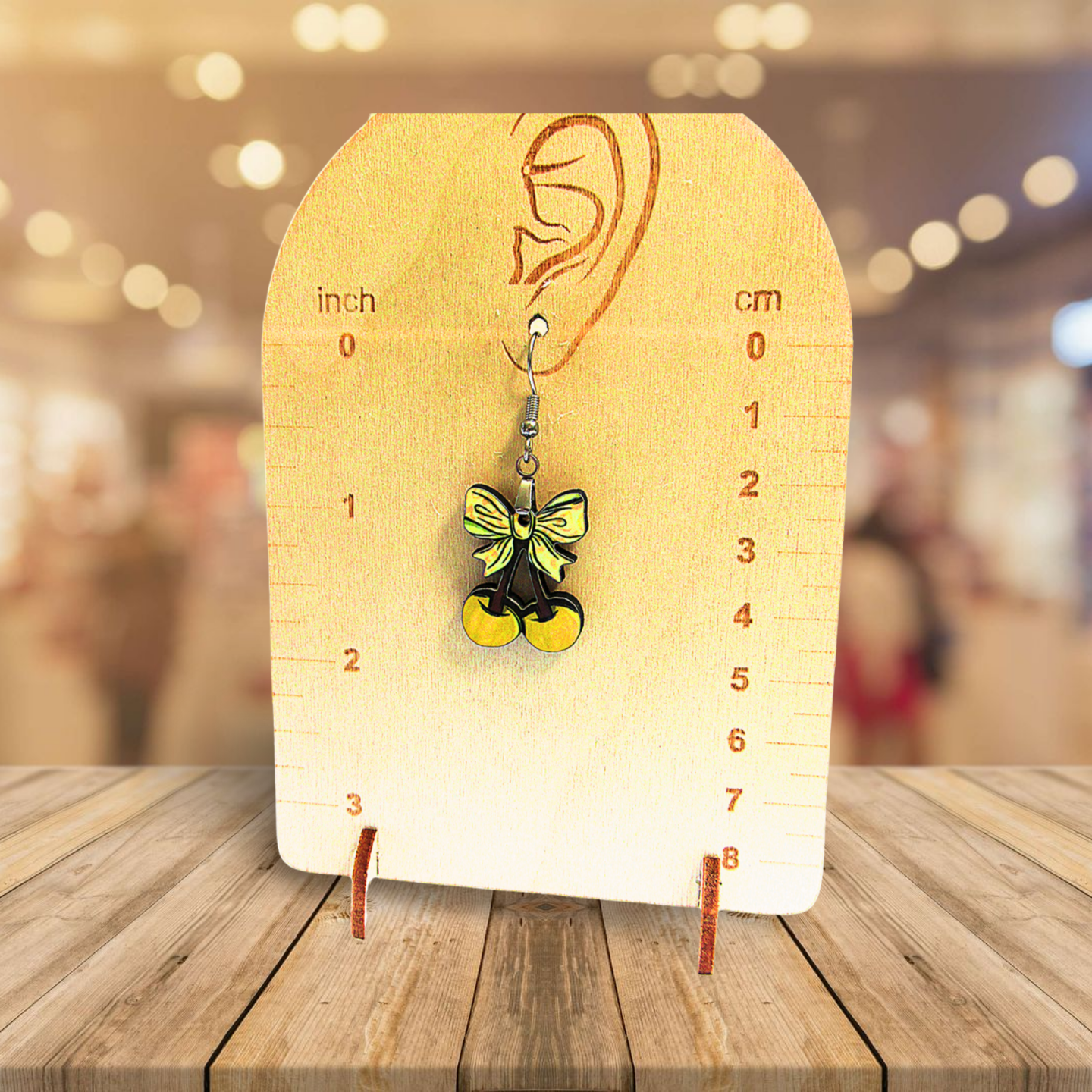 Cherries with Bow Shaped Sublimated Earrings 1 inch