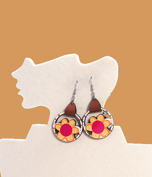 Faux Leather Flower Sublimated Earrings