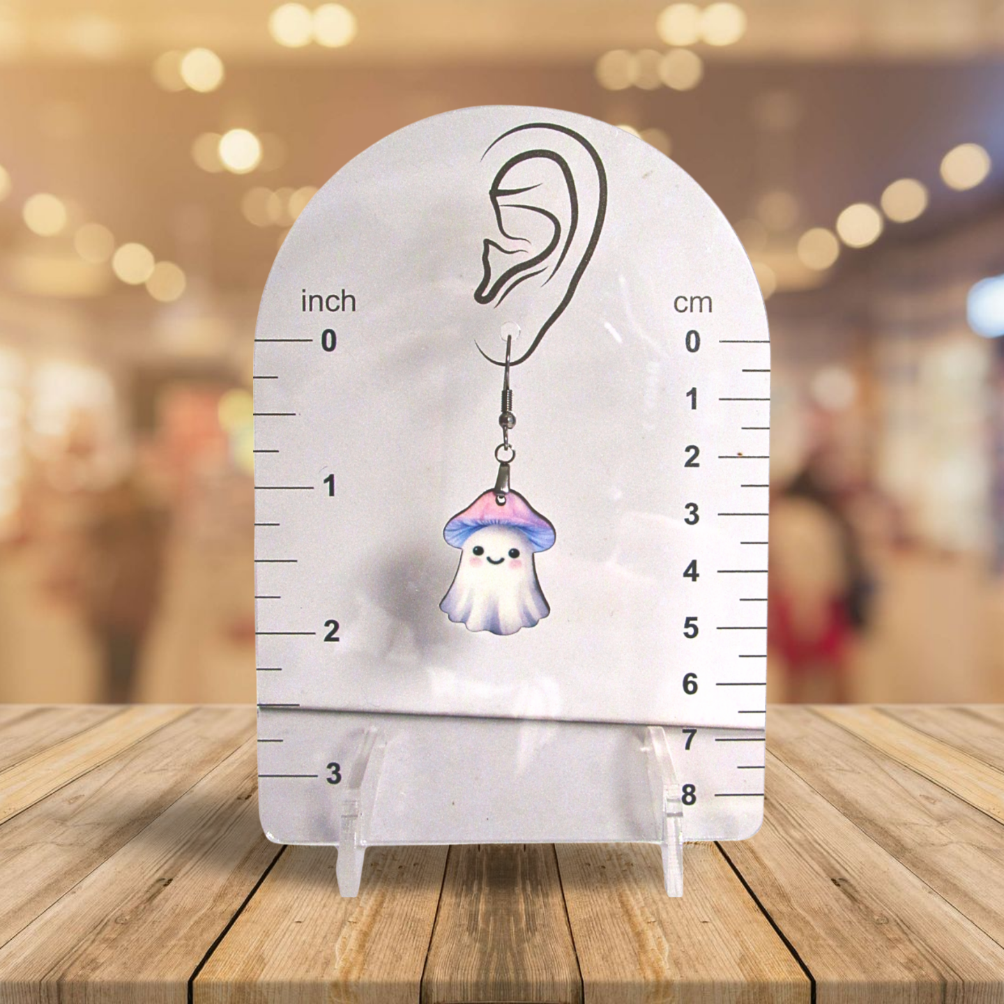 Mushroom Ghost Shaped Sublimated Earrings 1 inch