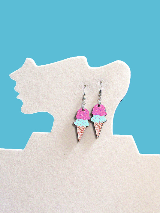 Ice Cream Shaped Sublimated Earrings