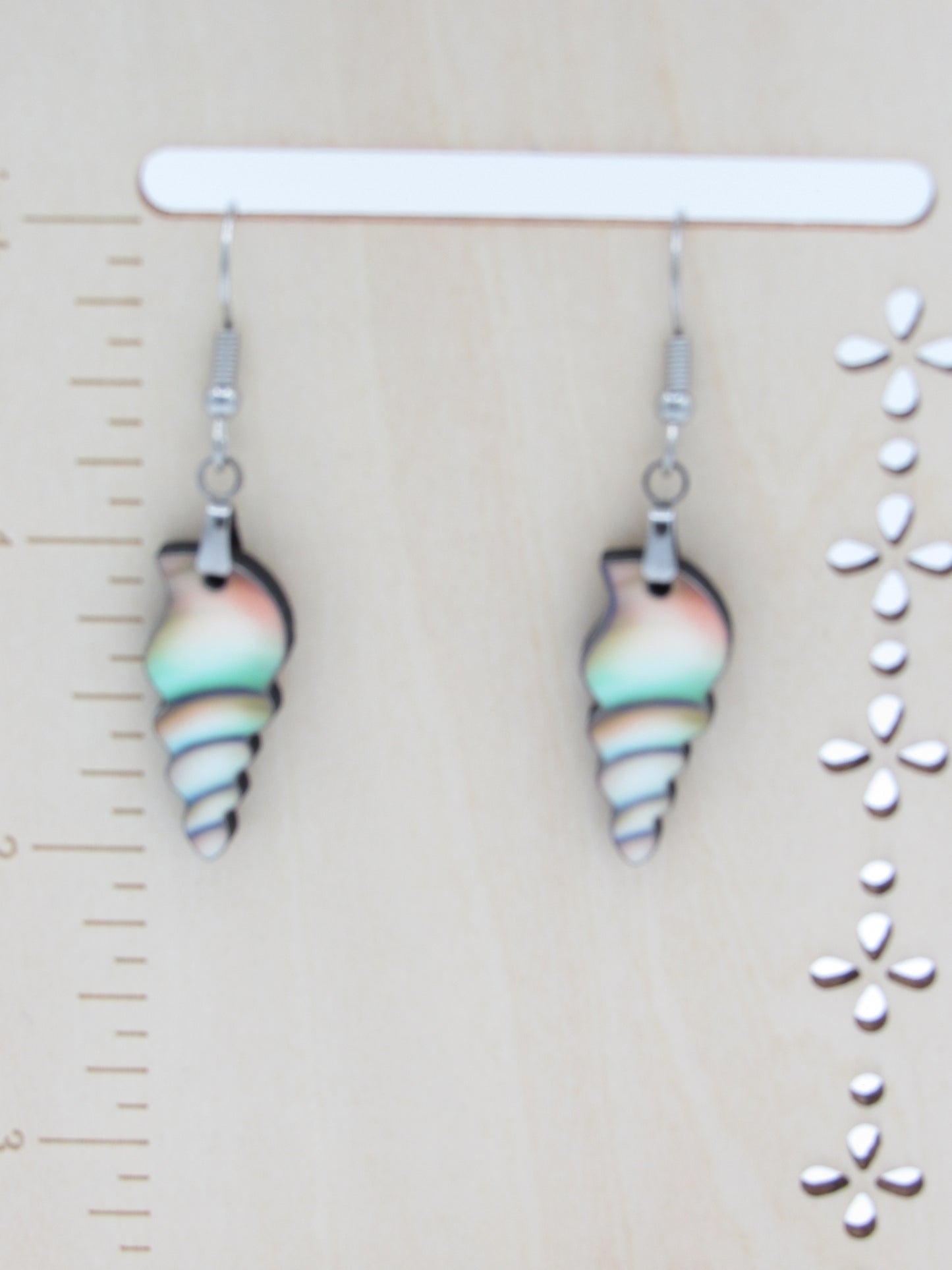 Sea Shell Sublimation Earrings | Lightweight MDF Dangle Earrings | Stainless Steel Hypoallergenic Coastal Jewelry