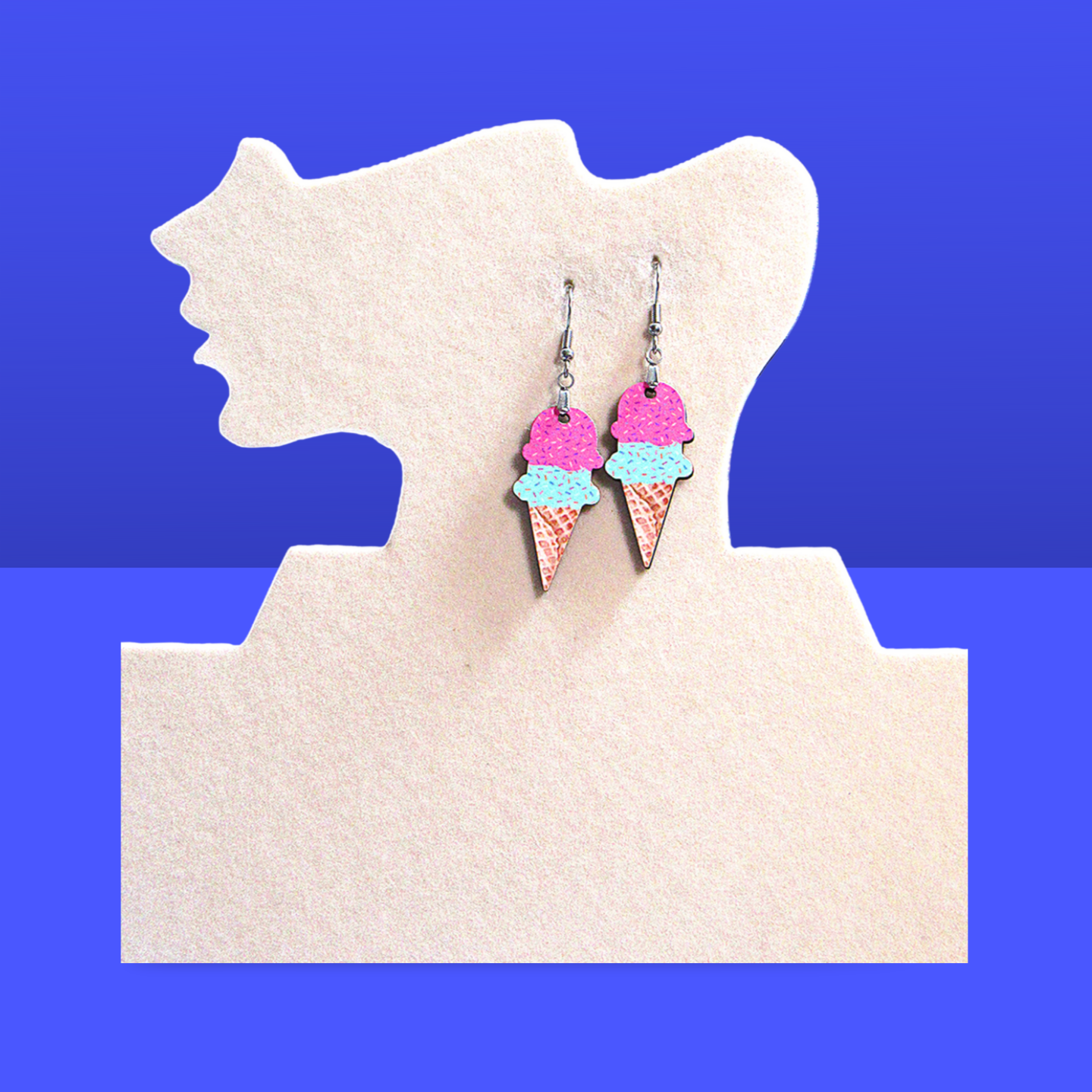 Ice Cream Shaped Sublimated Earrings