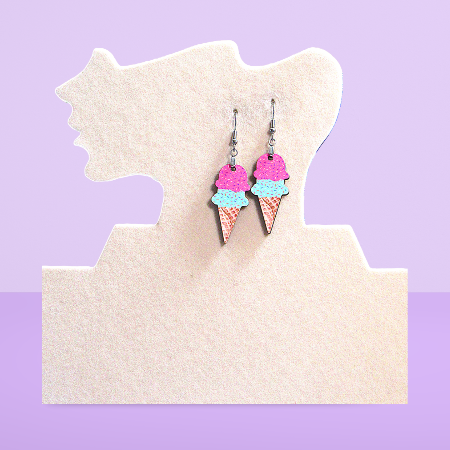 Ice Cream Shaped Sublimated Earrings