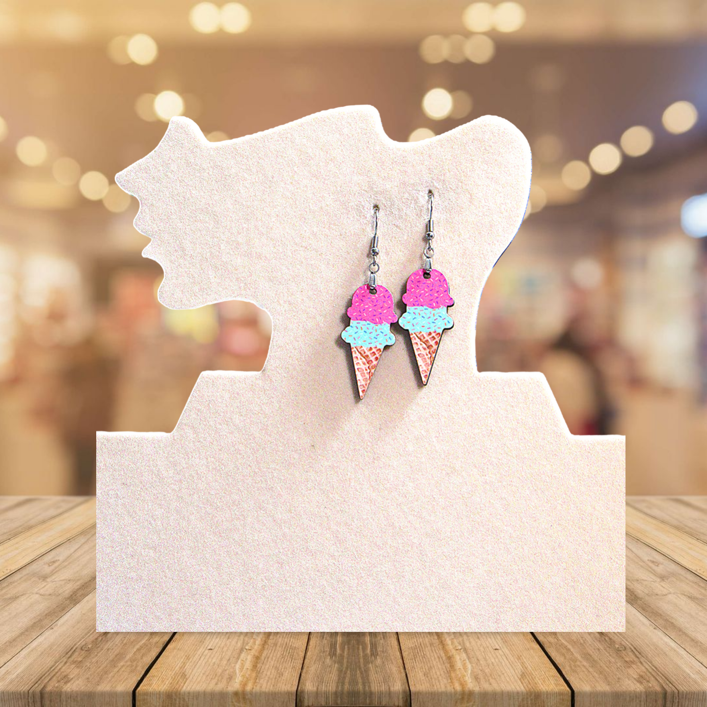 Ice Cream Shaped Sublimated Earrings