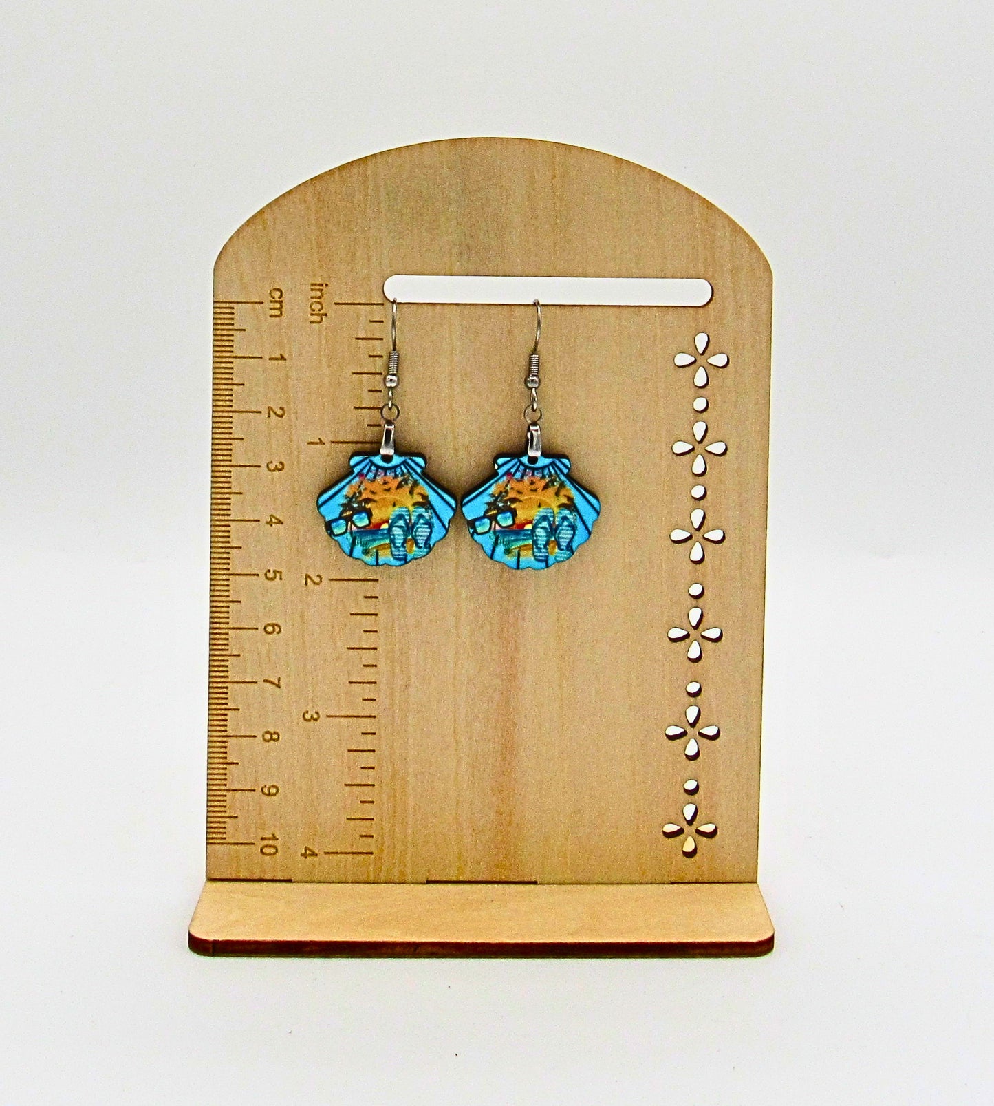 MDF-Clam Shell Shaped Sublimated Earrings  1 inch