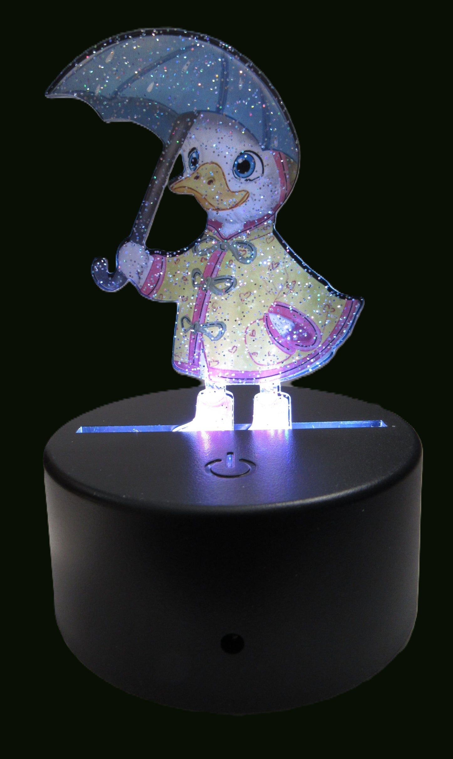 Glitter Acrylic Duck with Umbrella Shaped Sublimated Light