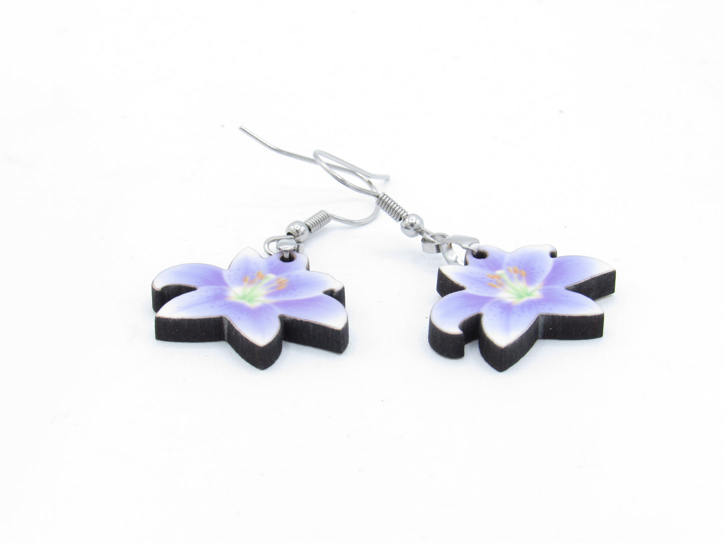 Lily Shaped Sublimation Earrings, Floral MDF Dangle Earrings