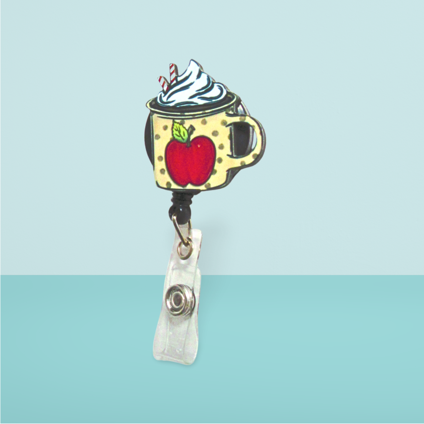 Latte Mug Shaped Sublimated Badge Reel