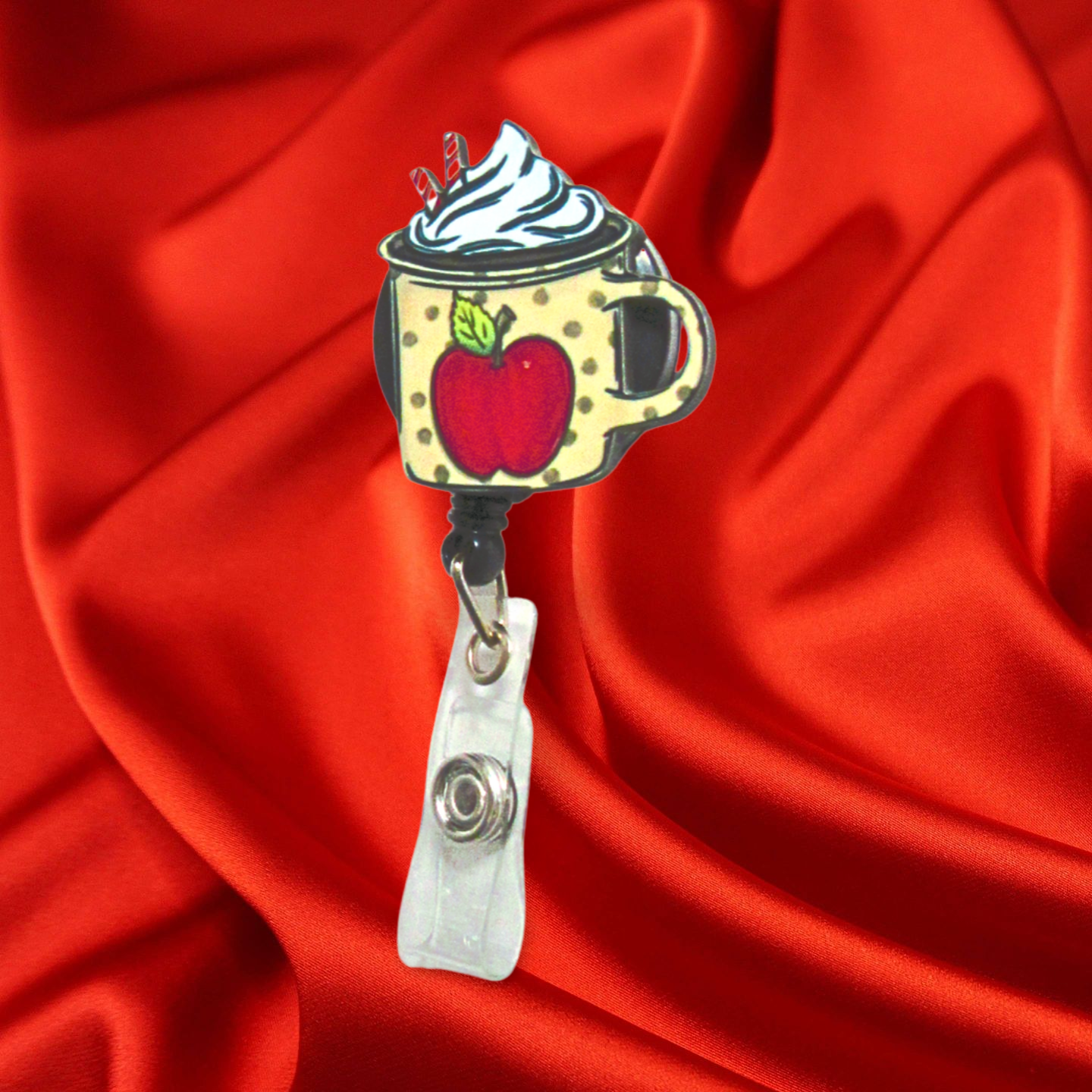 Latte Mug Shaped Sublimated Badge Reel