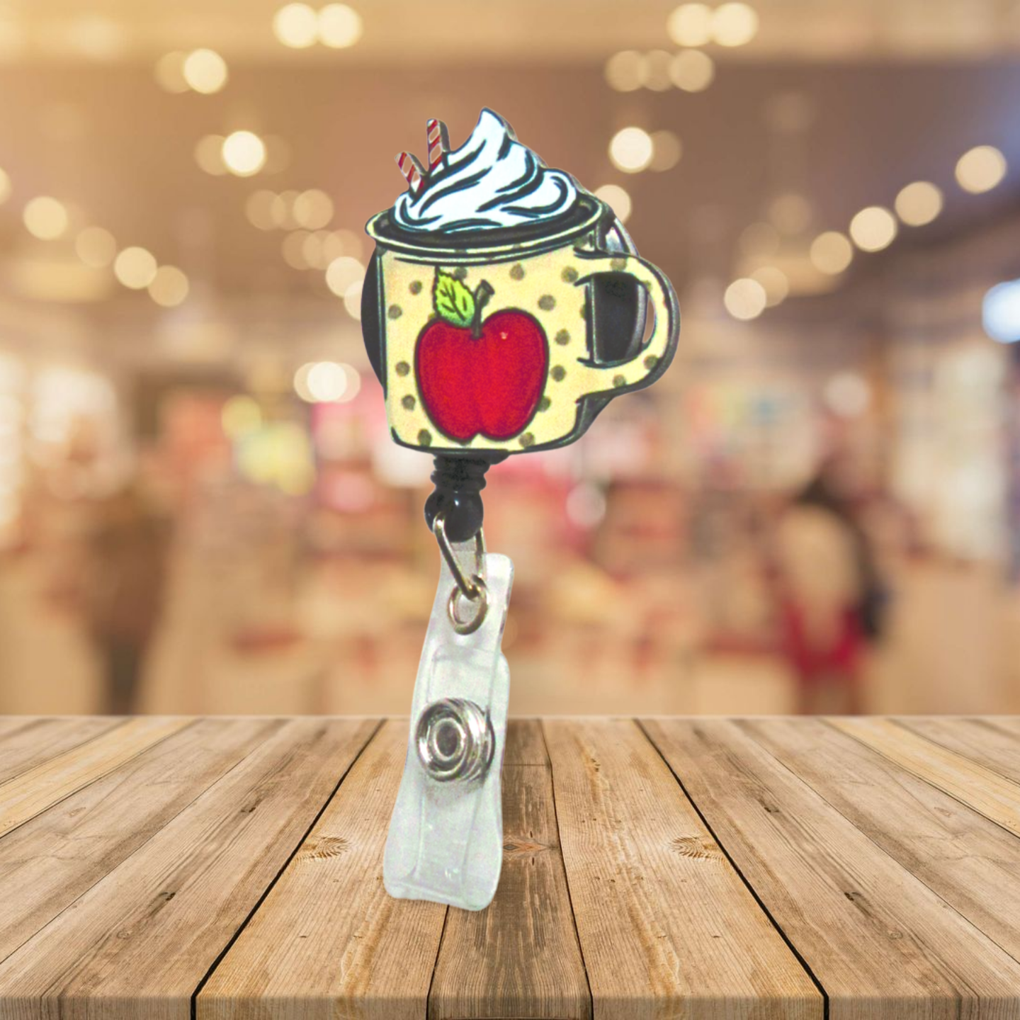 Latte Mug Shaped Sublimated Badge Reel