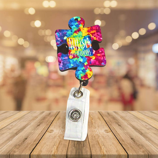 Puzzle Piece Shaped Sublimated Badge Reel