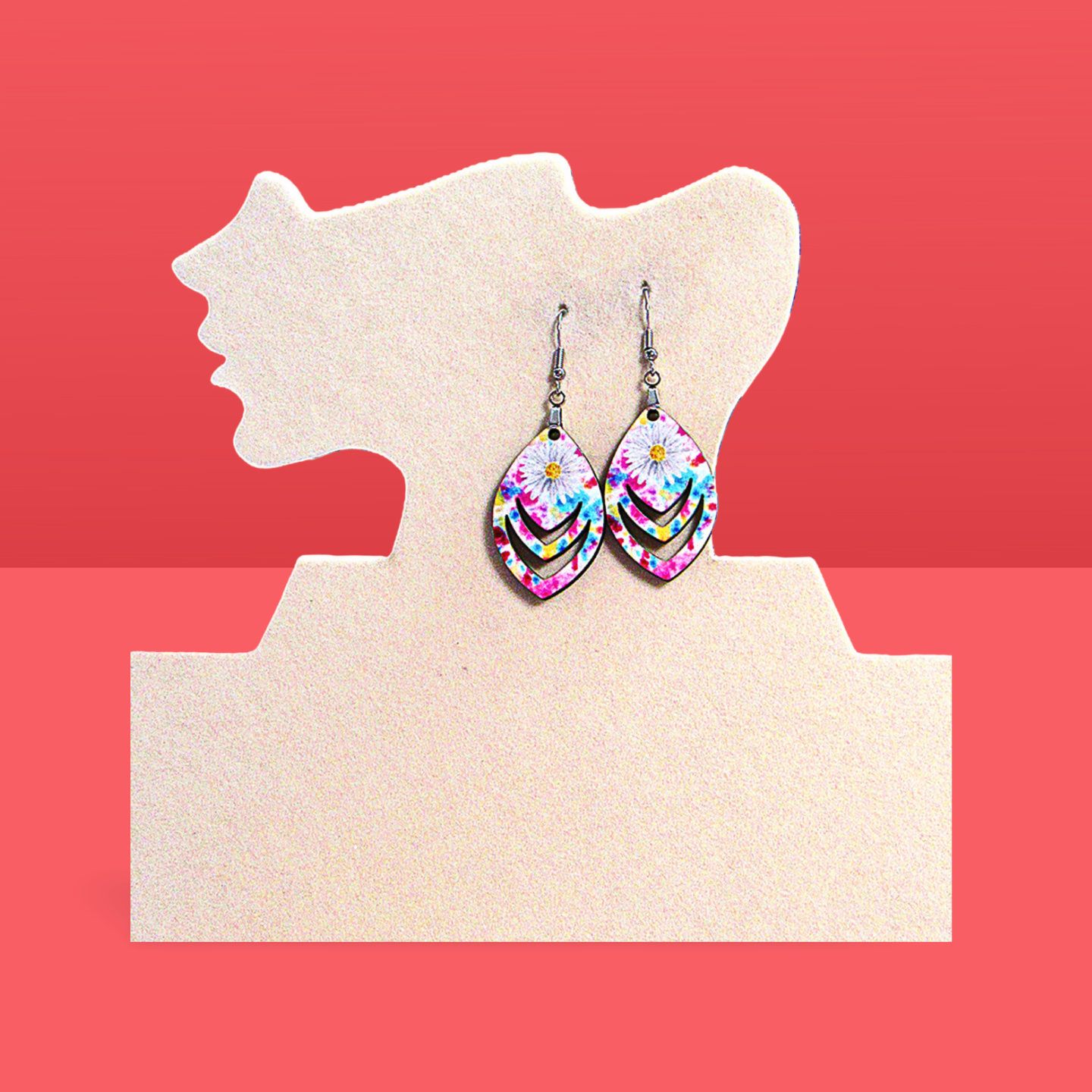 Open Teardrop Shaped Sublimated Earrings 1.5 inch