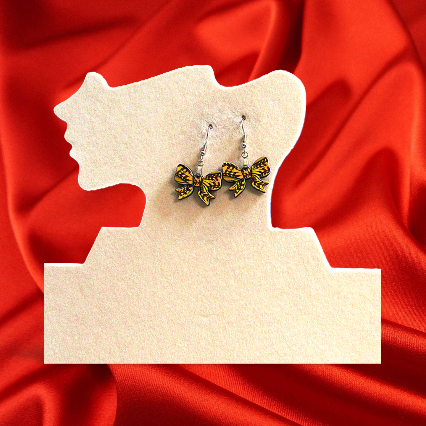 Bow Shaped Sublimated Earrings 1 inch
