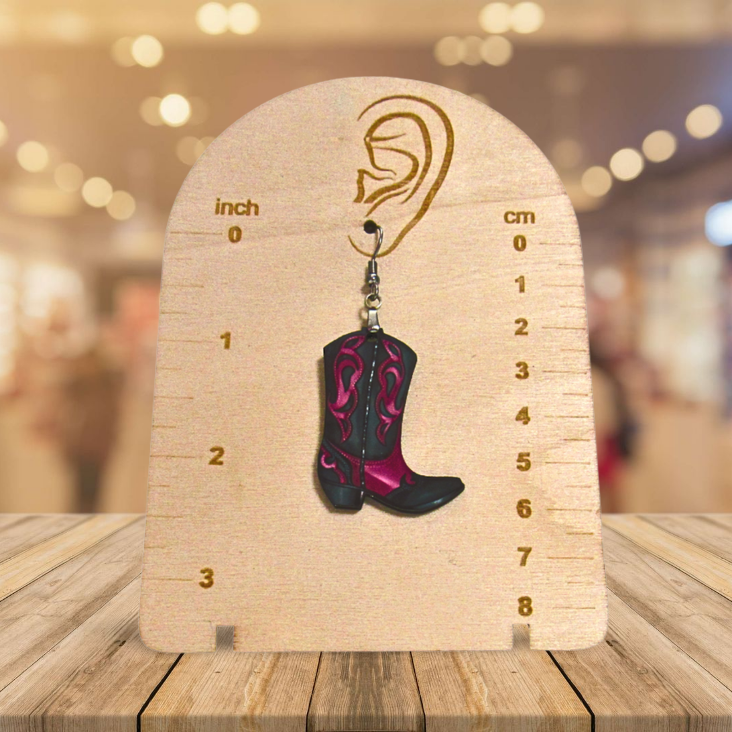 Cowboy Boot Shaped Sublimated Earrings