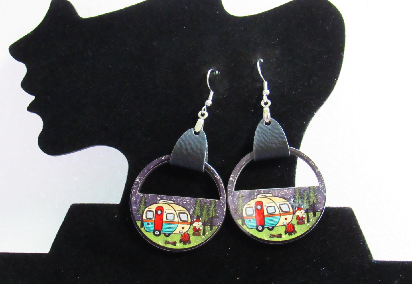 Round Semi Circle Shaped Sublimated Earrings