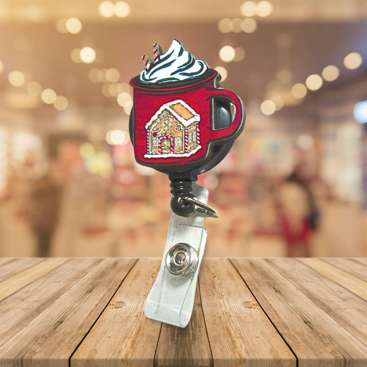 Latte Mug Shaped Sublimated Badge Reel