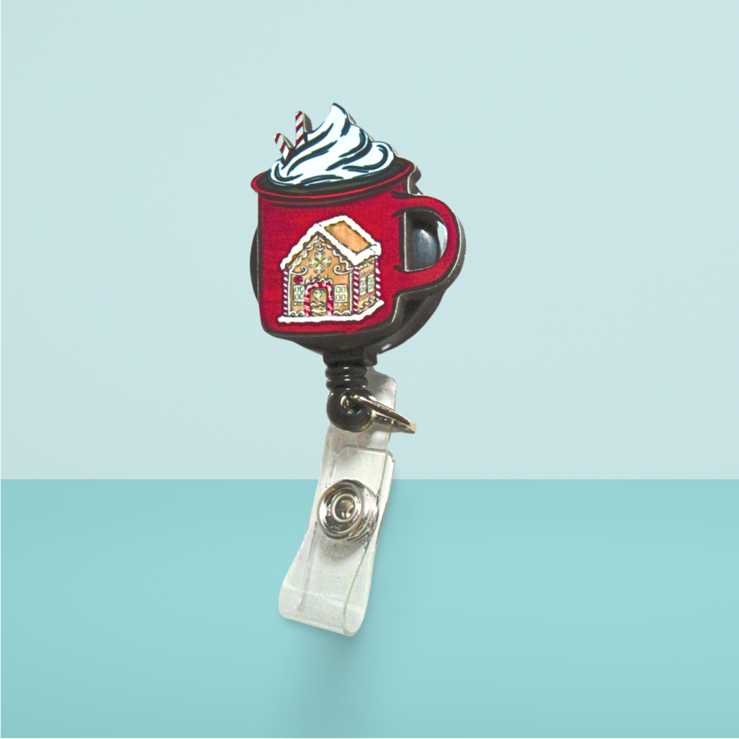 Latte Mug Shaped Sublimated Badge Reel