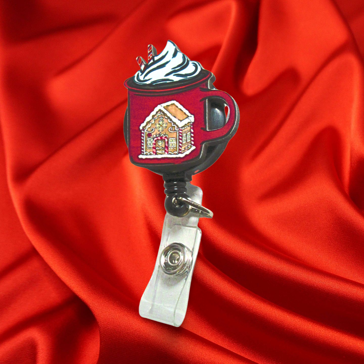 Latte Mug Shaped Sublimated Badge Reel