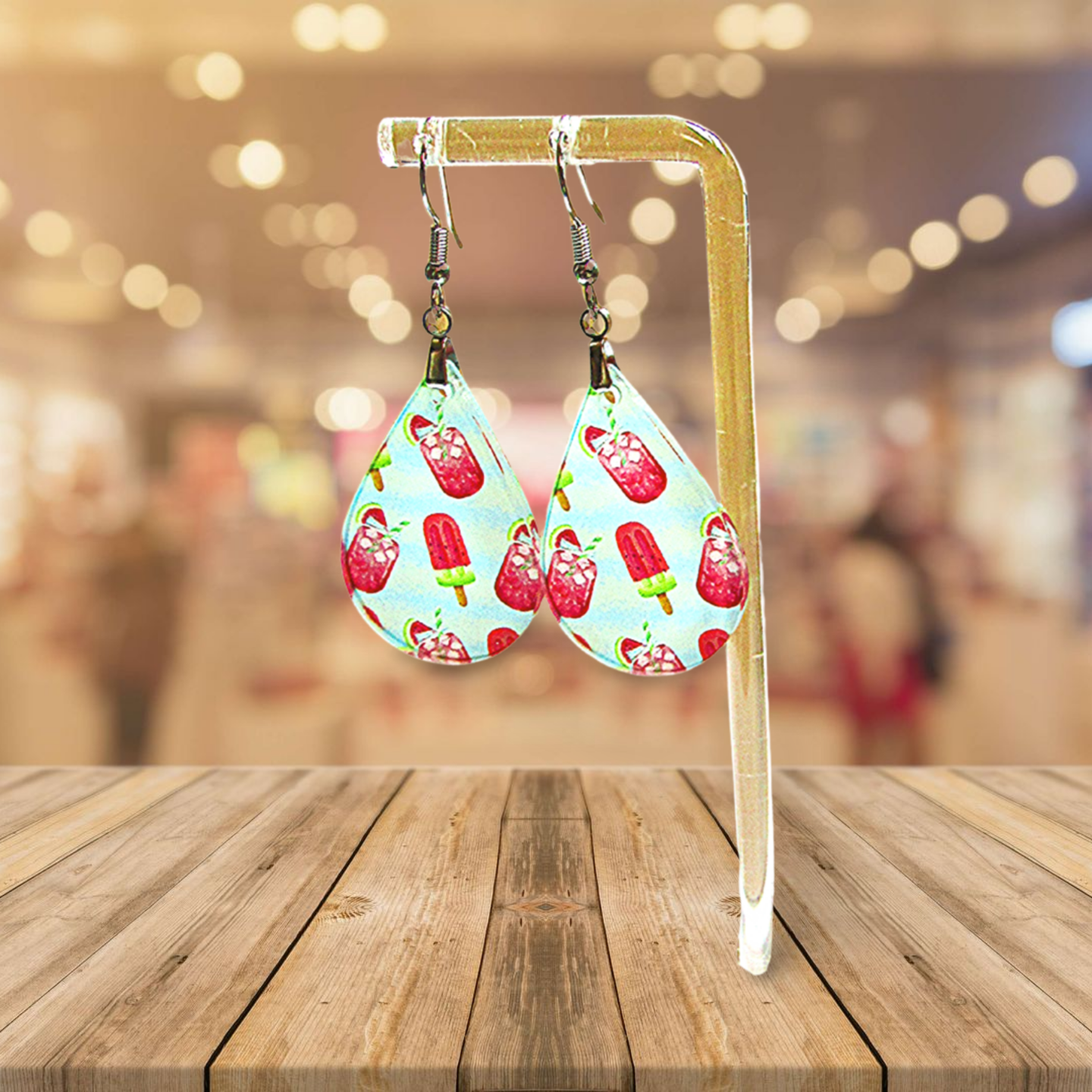 Acrylic Teardrop Shaped Sublimated Earrings