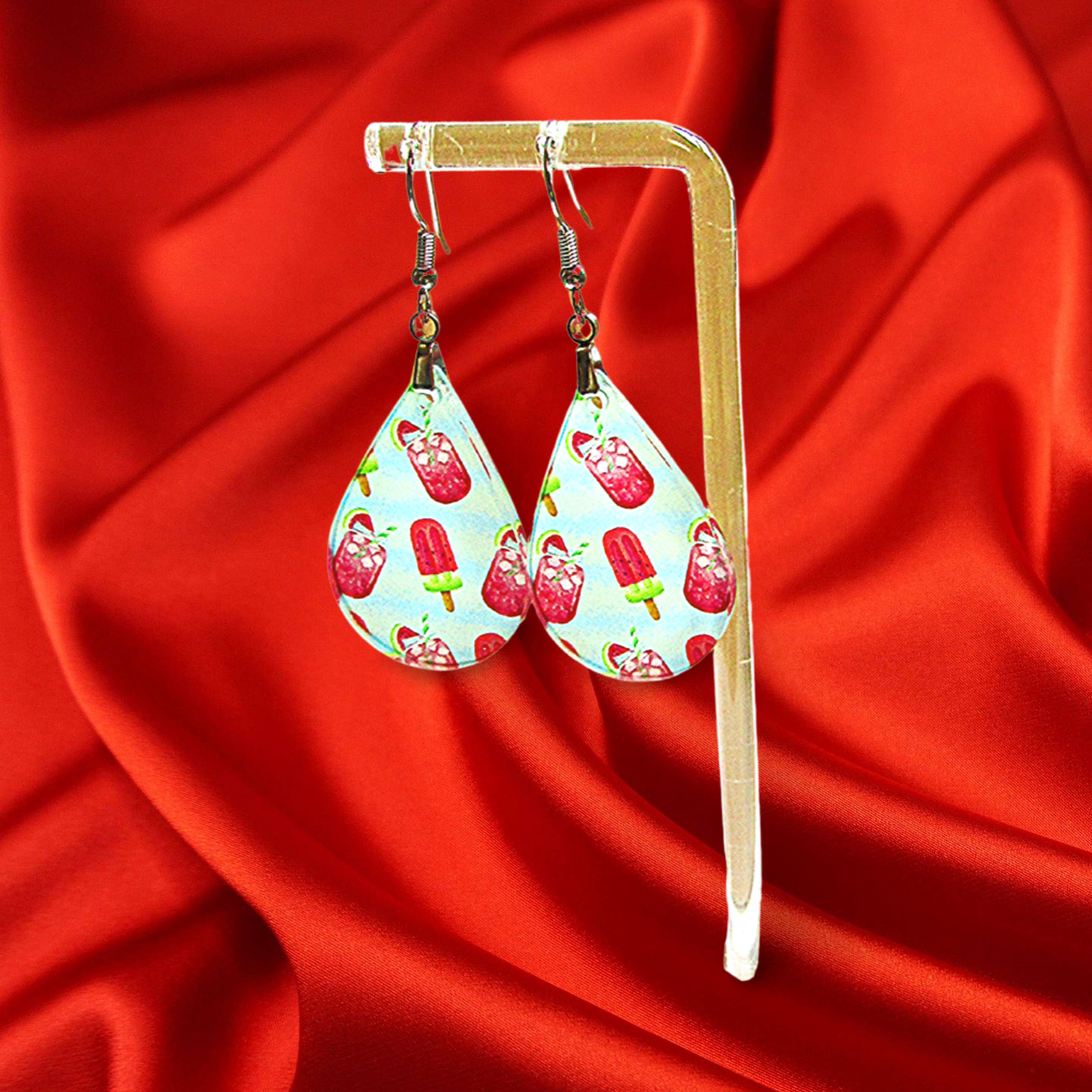 Acrylic Teardrop Shaped Sublimated Earrings
